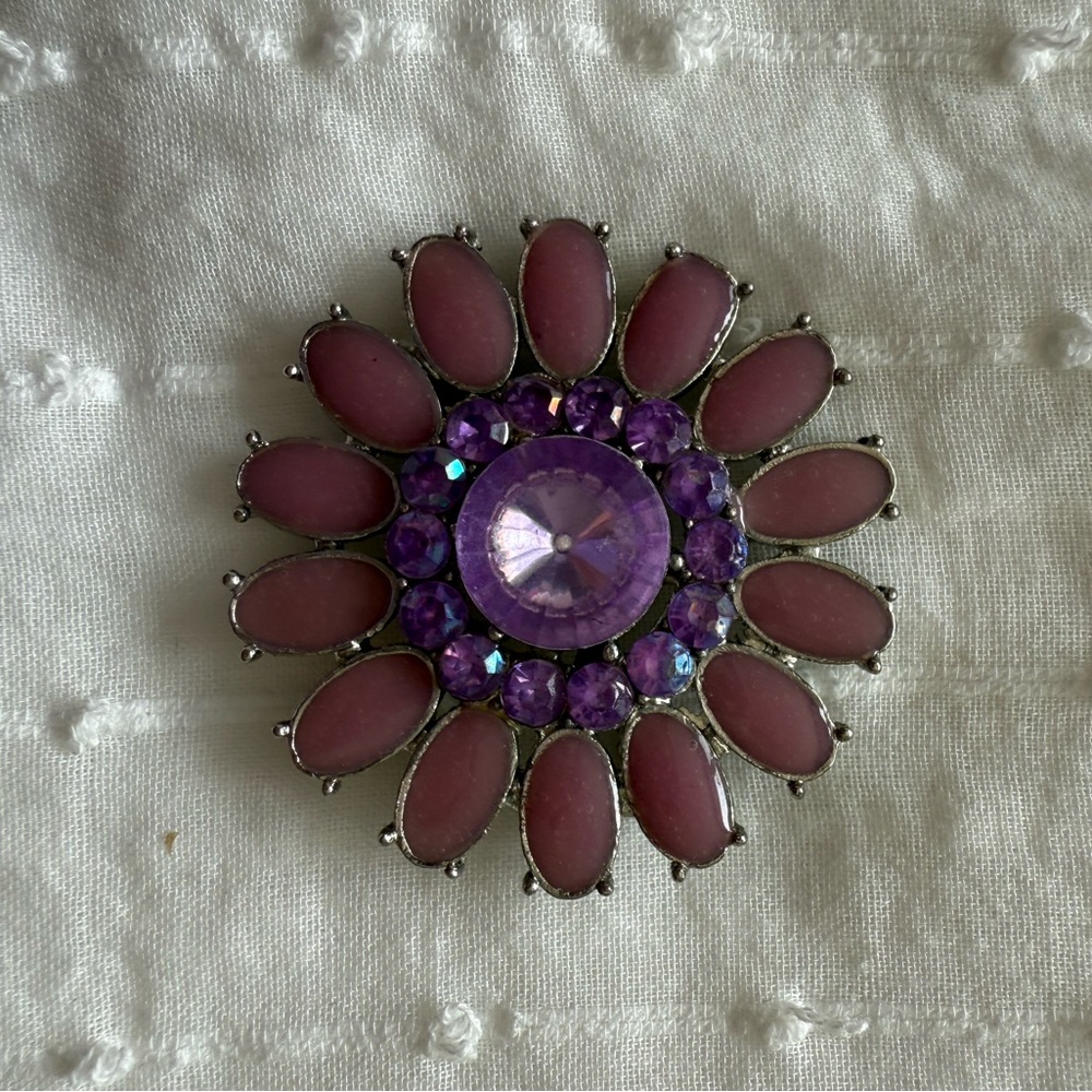 Elegant Purple and Pink Floral Brooch